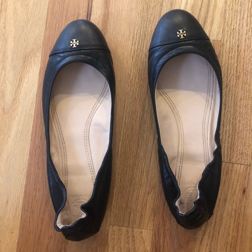 Tory Burch York Black Ballet Flats size 9